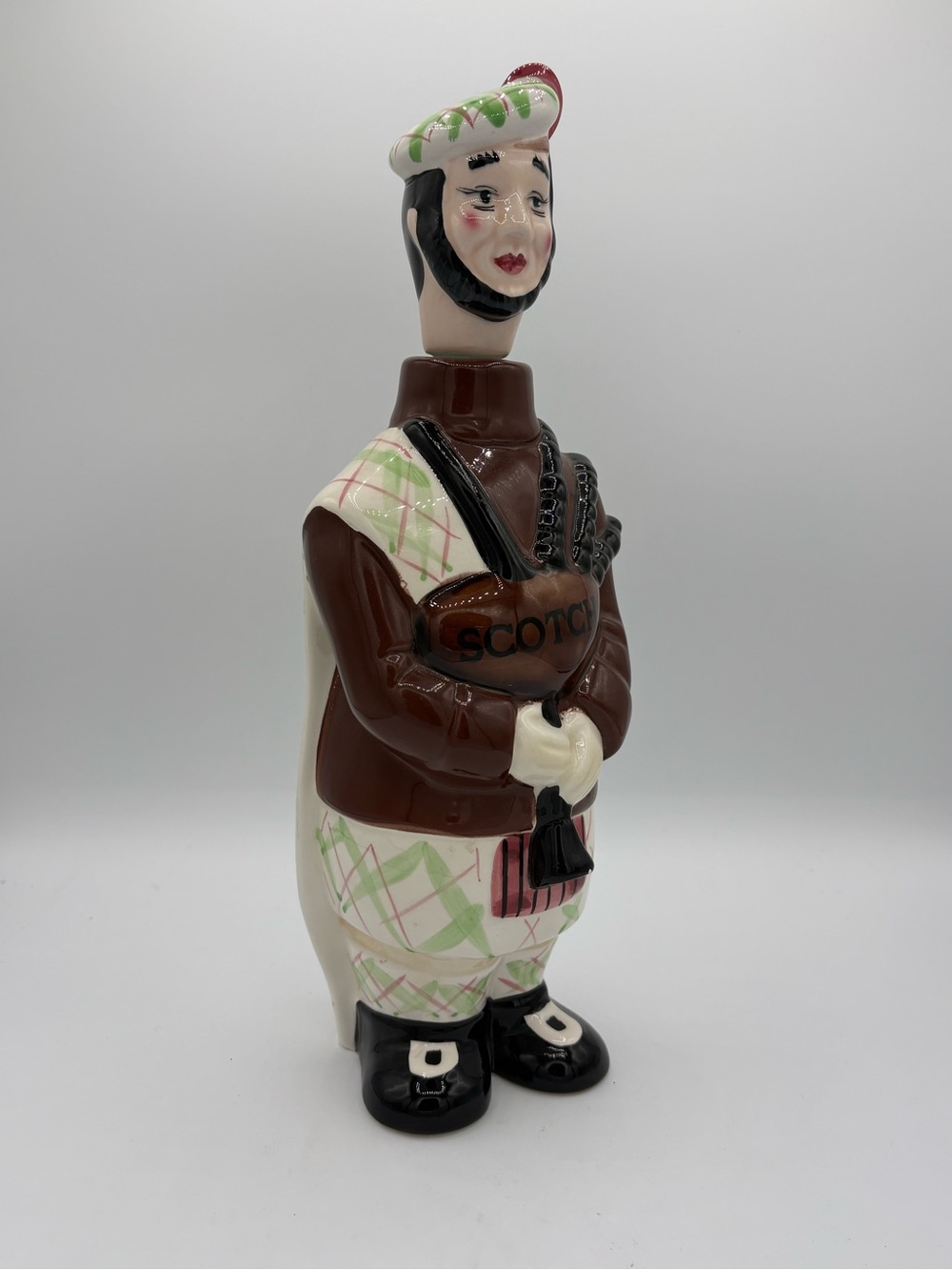 Vintage Scottish Bagpiper Scotch Liquor Decanter Ceramic Made in Korea